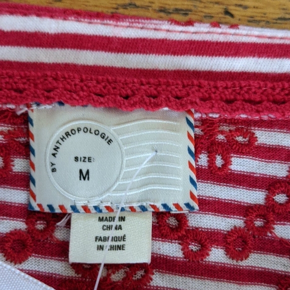 NWT Anthropologie  Cotton Embroidered floral Top Medium - Picture 6 of 10